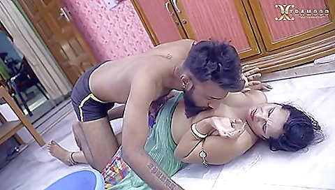 Big tits brunette maid with a nice look 18+ in the kitchen