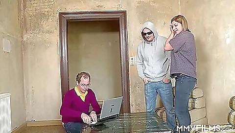 A blonde slut is having double penetration in this video