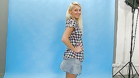 Sexy teenie in black dress strips naked and shows her body