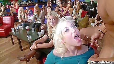 Blonde babe with a tattooed pussy gets a facial in public