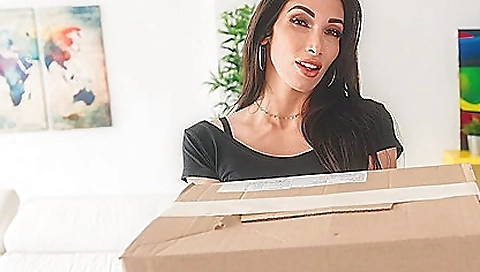 Sexy babe with a big ass and huge boobs is giving a blowjob