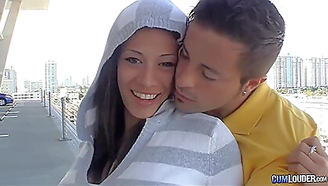 Busty brunette milf casting with shaved pussy and tattoo