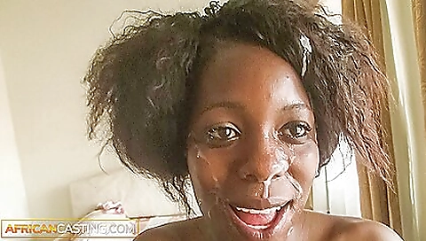 Ebony teen with a perfect ass gets a deepthroat shot