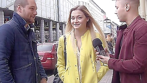 Outdoor threesome with a blonde and a brunette and two hot cock