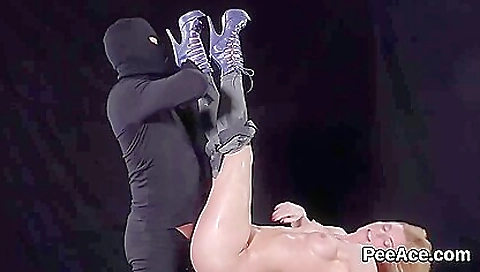 Pissing in the toilet is the first step in this blonde's journey