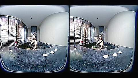 Hot asian teen masturbates in vr porn in the shower