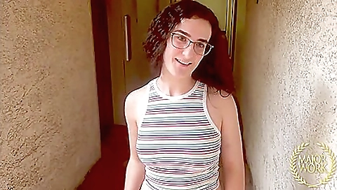 Muscular man has a big cock in a black bikini and brunette