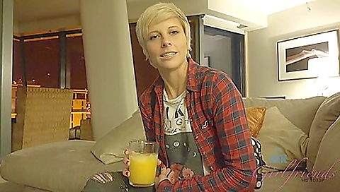 Amateur blonde finger her husband's cock in front of the webcam