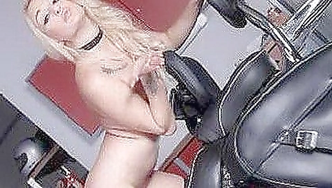 Horny woman rides a vr porn camera in front of a video