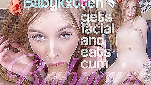 Naughty Facialized Eats Stepdaddys Cum - Cute teen 18+ Pov Vr