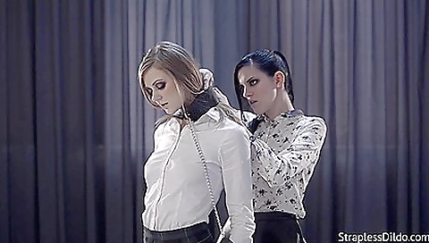 Hot lesbian with big boobs is having her ass and pussy dildoed