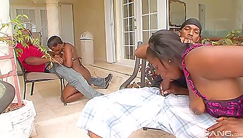 Big ass brunette gets loaded with semen by booty clapping