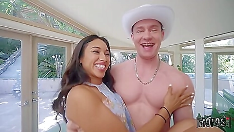 Amateur brunette has her big cock in her mouth and her pussy